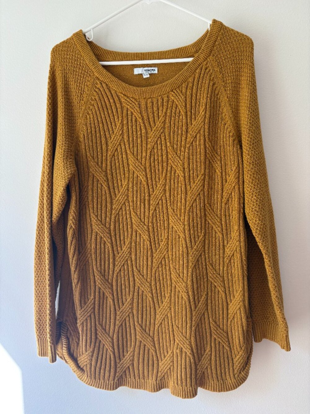 Sonoma Goods for Life Mustard Yellow Mixed Cable Knit Sweater - Size XXL